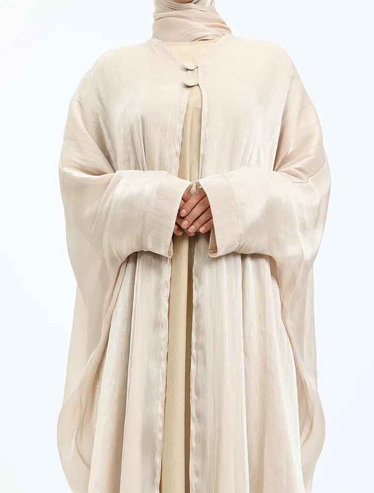 Beige Organza Kimono Set